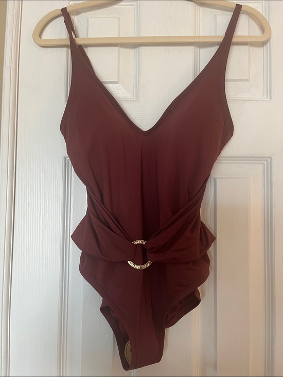 Michael Kors Other - NWOT Michael Kors Deep Burgundy One-Piece Swimsuit with Gold Accent
